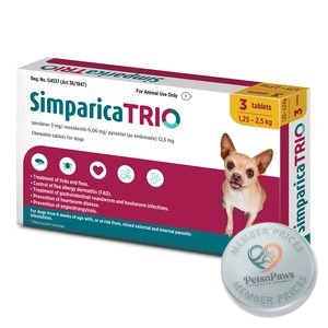 Simparica Tr 1.25KG -2.5KG 3 Gold Tabs