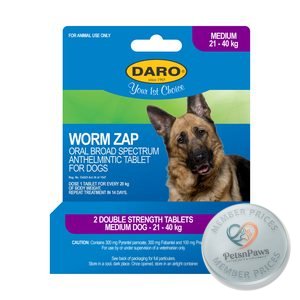 Grants Worm Zap Tab Med Dog 21-40KG 1